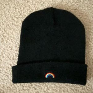 black rainbow beanie